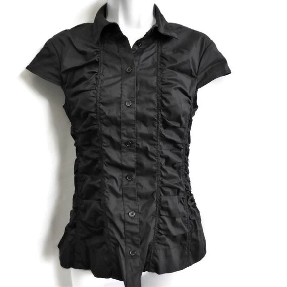 Kenneth Cole Tops - Kenneth Cole Top Cinched Ruched Stretch Black XS